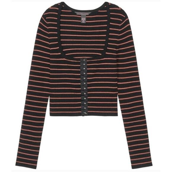 Victoria's Secret Cropped Knit Striped Top Long Sleeve Y2K Lolita XS - Picture 8 of 8